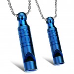 Titanium Blue Whistle Lovers Pendants with Free Chains C205