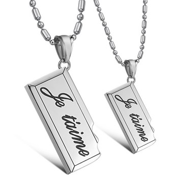 Titanium Silver Lovers Pendants with Free Chains C624