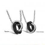 Titanium Black and Silver Rings Lovers Pendants with Free Chains C643