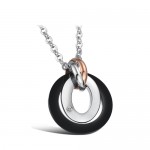 Titanium Rings and Sweetheart Lovers Pendants with Rhinestone and Free Chains C606