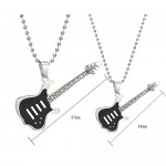 Titanium Black Guitar Lovers Pendants with Free Chains C343