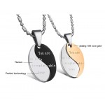 Titanium Black and Rose Gold "You Are My Life Irreplaceable Love" Lovers Pendants with Free Chains C628