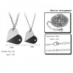 Titanium Silver and Black Lovers Rotatable Pendants with Dimaonds and Free Chains C434