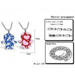 Titanium Blue and Red Kids Lovers Pendants with Free Chains C710