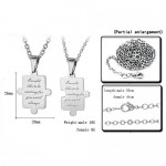 Titanium Silver Jigsaw Lovers Pendants with Free Chains C538