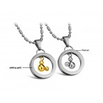 Titanium Silver and Gold Mickey Pendants with Free Chains 264