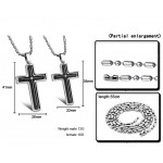 Titanium Inlay Cross Lovers Pendants with Rhinestones and Free Chains 116