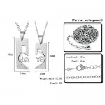 Titanium Silver Rectangle and Sweetheart Lovers Pendants and Dimaonds and Free Chains C539
