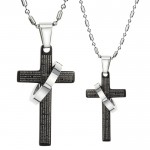 Titanium Black Cross Lovers Pendants with Free Chains C287