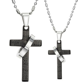 Titanium Black Cross Lovers Pendants with Free Chains C287