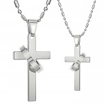 Titanium Silver Cross Pendants with Free Chains 136