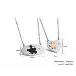 Titanium Ellipse and Sweetheart Lovers Pendants with Rhinestones and Free Chains C732