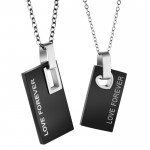 Titanium Black Rectangle Lovers Pendants with Free Chains 291