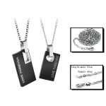 Titanium Black Rectangle Lovers Pendants with Free Chains 291