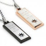 Titanium Rose Gold and Black Lovers Pendants with Free Chains and Dimaonds C508