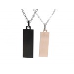 Titanium Rose Gold and Black Lovers Pendants with Free Chains and Dimaonds C508