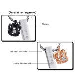 Titanium Rose Gold and Black Royal Crown Lovers Pendants with Free Chians C604