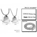 Titanium Silver Sweetheart Pendants with Rhinestones and Free Chains 111