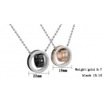 Titanium Rose Gold and Black rings Lovers Pendants with Rhinestones and Free Chains C505