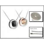 Titanium Rose Gold and Black rings Lovers Pendants with Rhinestones and Free Chains C505