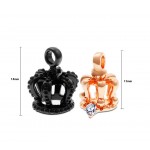 Titanium Rose Gold and Black Royal Crowns "Keep Me In Your Heart" Lovers Pendants with Rhinestones and Free Chains C603