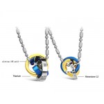 Titanium Three Colors Rings Lovers Pendants with Rhinestones and Free Chains C642