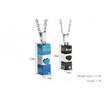 Titanium Cuboid and Sweetheart Lovers Pendants with Rhinestones and Free Chains C482