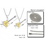 Titanium Gold Guitar Lovers Pendants with Free Chains C343