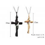 Titanium Rose Gold and Black Cross Lovers Pendants with Free Chains C521