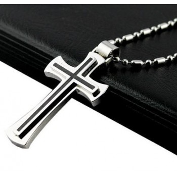 Pure Titanium Men's Pendants And Necklace Cross 01