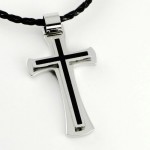 Pure Titanium Men's Pendants And Necklace Cross 01
