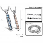 Titanium Blue and Rose Gold Hollow Lovers Pendants with Free Chains C609