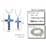 Titanium Blue Cross Bible Lovers Pendants with Free Chains C287