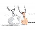 Titanium Rose Gold and Silver Sweetheart Lovers Pendants with Rhinestones and Free Chains C600