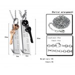 Titanium Black and Rose Gold Key Lovers Pendants with Rhinestones and Free Chains C566
