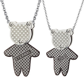 Titanium Bear "Eternal & Love" Lovers Pendants with Free Chains C446