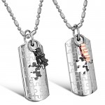 Titanium Rose Gold and Black Jigsaws Lovers Pendants with Free Chains C625