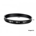 Tatanium Black Couple Bangles with White Cross C747