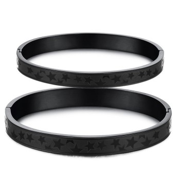 Tatanium Black Stars Couple Bangles C863