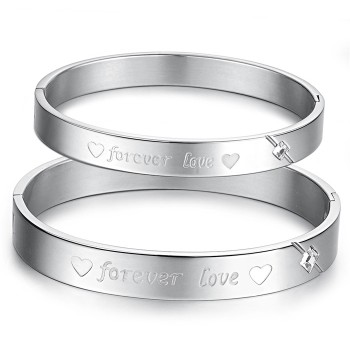 Tatanium Sweetheart "Forever Love" Couple Bangles with Rhinestones C847