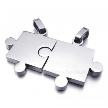 Titanium Couples Pendant Necklace Matching Set Gift (Free Chain)(One Pair)