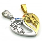 Couples Titanium Heart Pendant Necklace  (Free Chain)(One Pair)