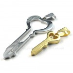 Couples Gold Silver Titanium Key Pendant Necklace (Free Chain)(One Pair)