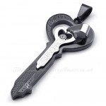 Lovers Titanium Black Silver Key Pendant Necklace (Free Chain)(One Pair)