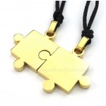 Titanium Gold Couples Pendant Necklace (Free Chain)(One Pair)