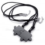 Titanium Black Couples Pendant Necklace (Free Chain)(One Pair)