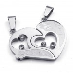 Sliver Titanium Couples Hearts Pendant Necklace (Free Chain)(One Pair)