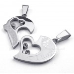 Sliver Titanium Couples Hearts Pendant Necklace (Free Chain)(One Pair)