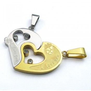Fashion Kiss Puzzle Titanium Couples Pendant Necklace Love Gift (Free Chain)(One Pair)