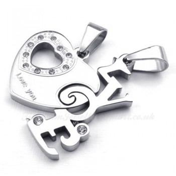 Charming Hearts Titanium Couples Pendant Necklace (Free Chain)(One Pair)